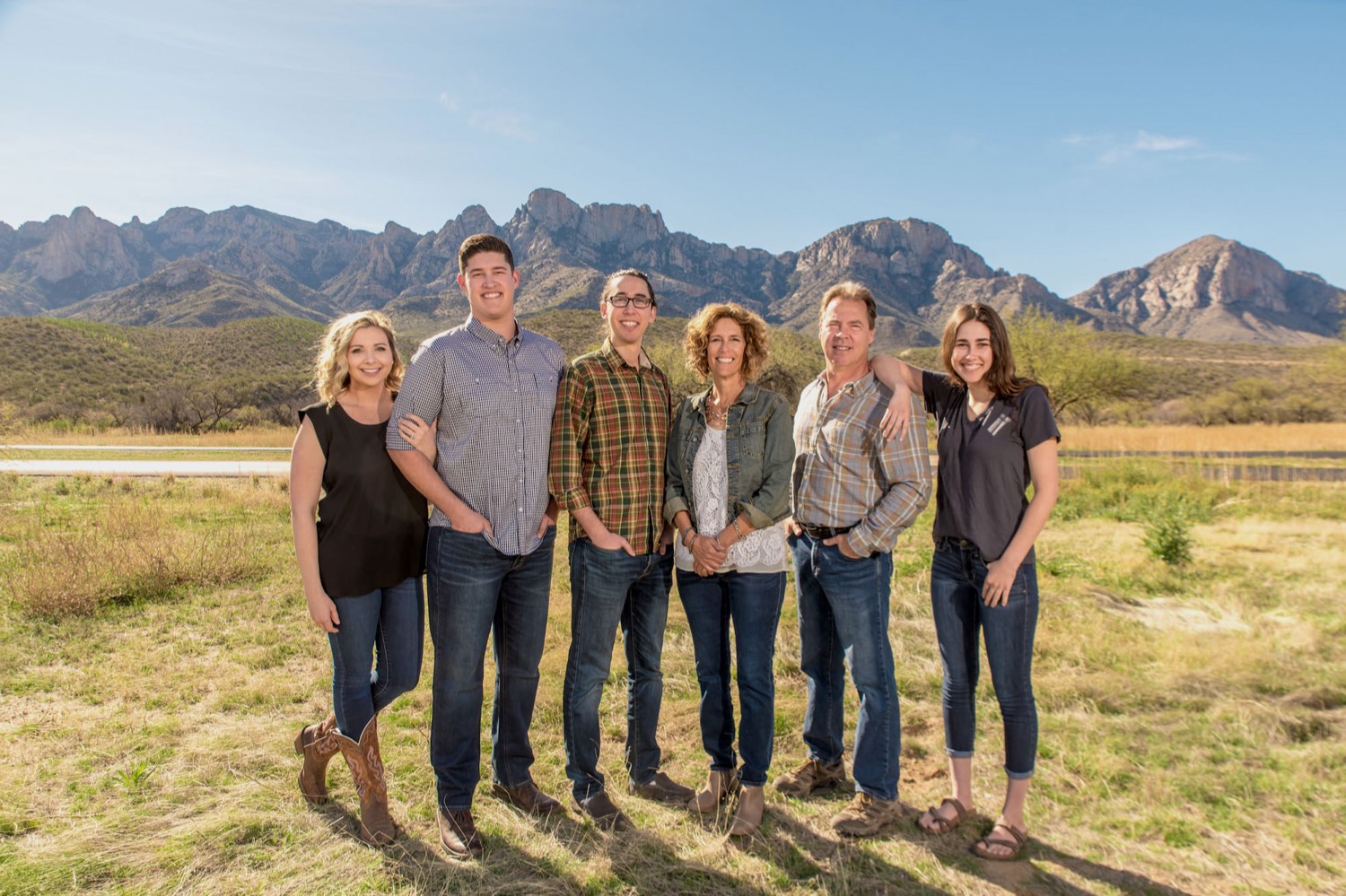 The Supalla family team near the Santa Catalina Mountains